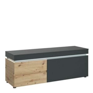 Luci 1 door 2 drawer 150 cm TV unit (including LED lighting) in Platinum and Oak - TV Stands - Home Store UK