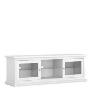 Paris TV Unit - Wide - 2 Doors 1 Shelf in White - TV Stands - Home Store UK