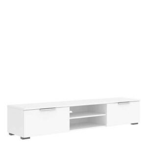 Match TV Unit 2 Drawers 2 Shelf in White High Gloss - TV Stands - Home Store UK