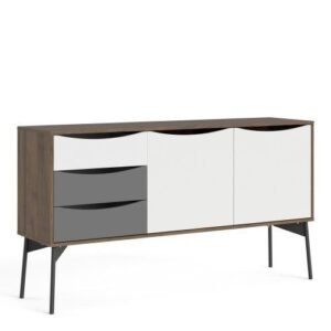 Fur Sideboard 2 Doors + 3 Drawers in Grey, White and Walnut - Sideboards - Home Store UK