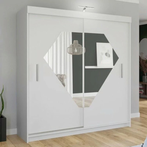 Crystal Clear Glass Sliding Wardrobe ﻿- Sliding Wardrobe With Lights - Home Store UK