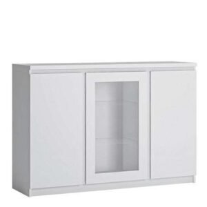 Fribo 3 door sideboard (Glazed centre) in White sideboard unit wood coffee table -Sideboards- Home Store UK
