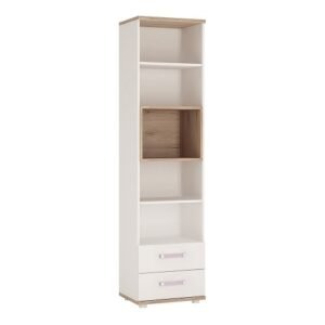 Alice Tall 2 drawer bookcase with lilac handles - Bookcase - Home Store UK