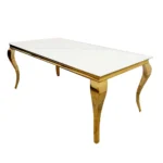 Louis Gold 1.5 Dining Table with White Glass Top Marble Dining Table Home Store UK