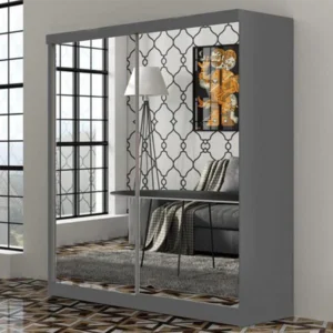 King Grey Wardrobe - 150cm/200cm Sliding Wardrobe Home Store UK