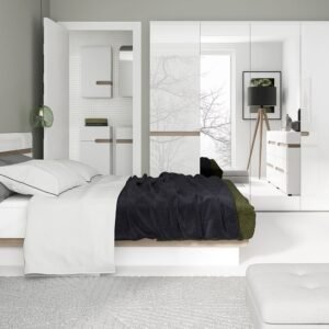 Bliss Bedroom Desk/Dressing Table in White with a Truffle Oak Trim