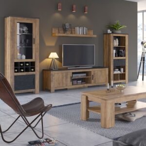 Phillips 1 Drawer Bookcase in Chestnut and Matera Grey