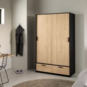 Rope Wardrobe with 2 Doors 2 Drawers in White and Concrete ﻿ - Wardrobe - Home Store UK