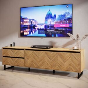 Thompson TV Unit in Spica Oak/Matt Black/Bartex Oak - TV Stands - Home Store UK