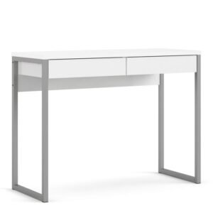 Lilly Desk 2 Drawers in White High Gloss - Desk - Home Store UK