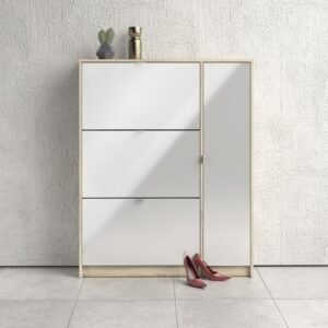 Walsh Shoe Cabinet 3 Flip Down Doors and 2 layers 1 Door Oak structure - Shoe Storage Cabinets - Home Store UK