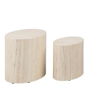 Ava Oval Coffee Table Set in Light Oak.