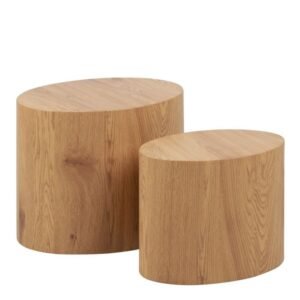Sia Oval Coffee Table in Oak Set of 2.